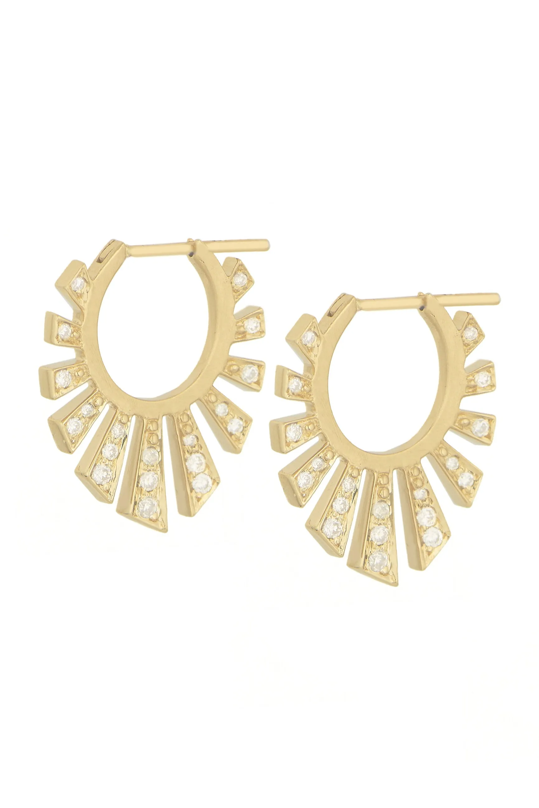 Large Diamond Sunbeams Hoop Earrings