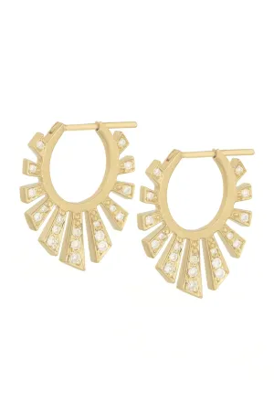 Large Diamond Sunbeams Hoop Earrings