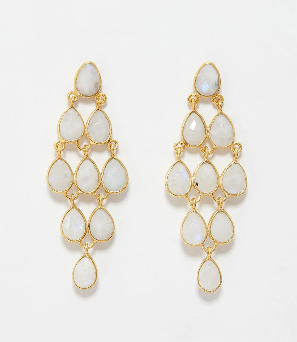 Large Gemstone Chandelier Earrings