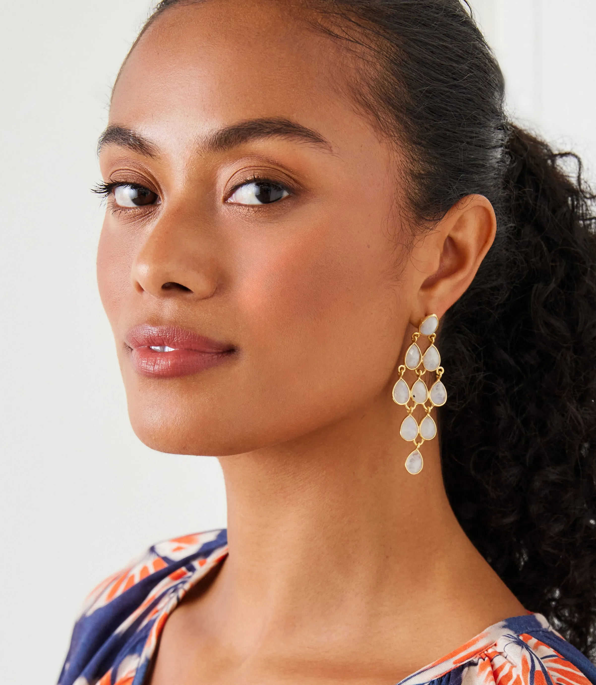 Large Gemstone Chandelier Earrings