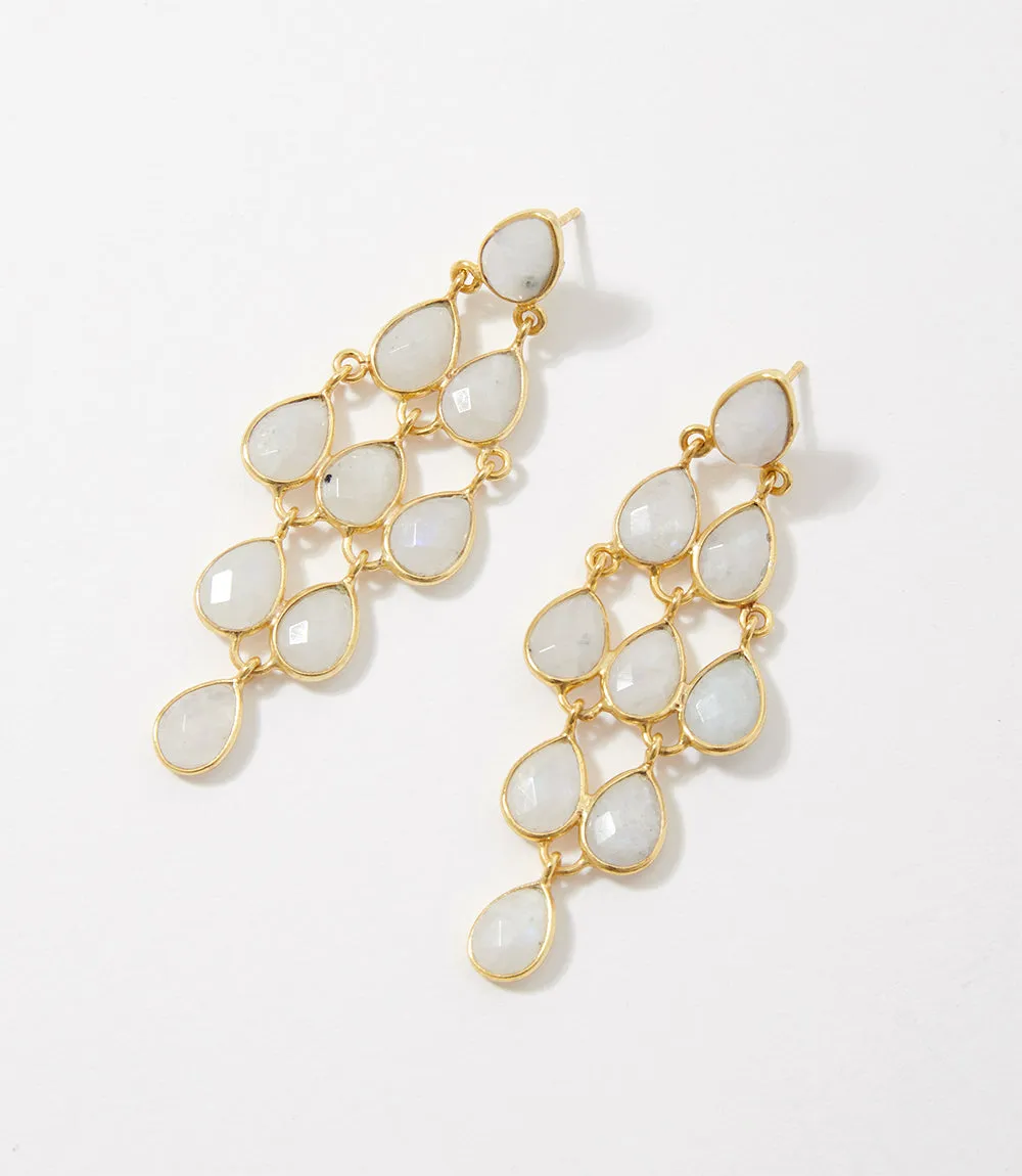 Large Gemstone Chandelier Earrings