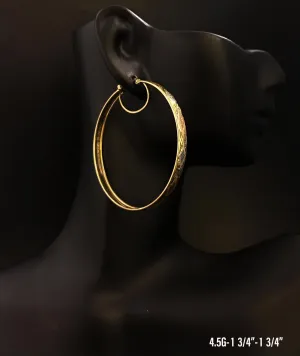 Large textured hoop earrings 10K solid gold