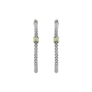Large X Diamond Caviar Hoop Earrings