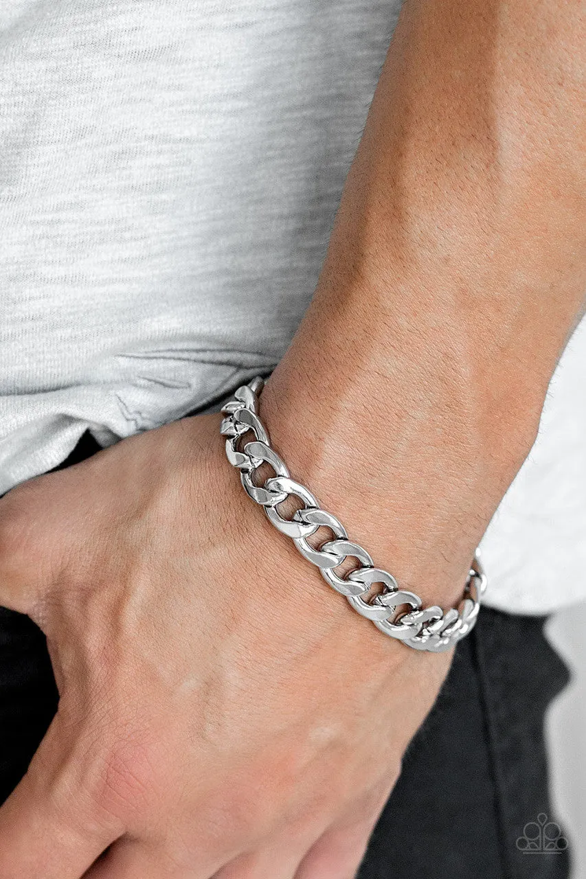 Leader Board Silver Paparazzi Men's Bracelet