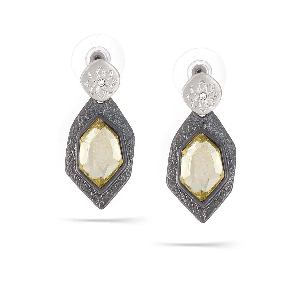 LEMON FACETED STONE DROP EARRINGS #252SV3401 (1C12)