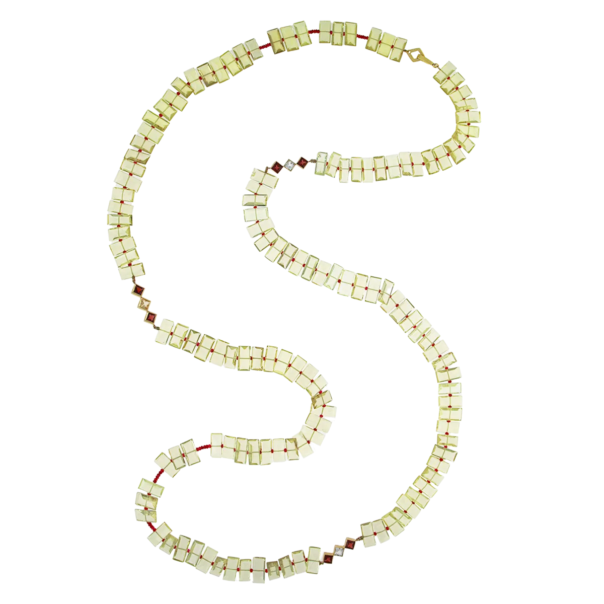 Lemon, Ruby & Garnet Piano Key Necklace