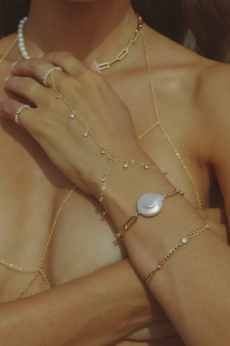 Lilac Pearl Link Bracelet