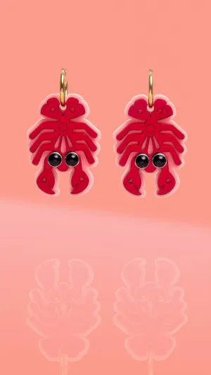 Lobster Hoop Earrings Pink   Red