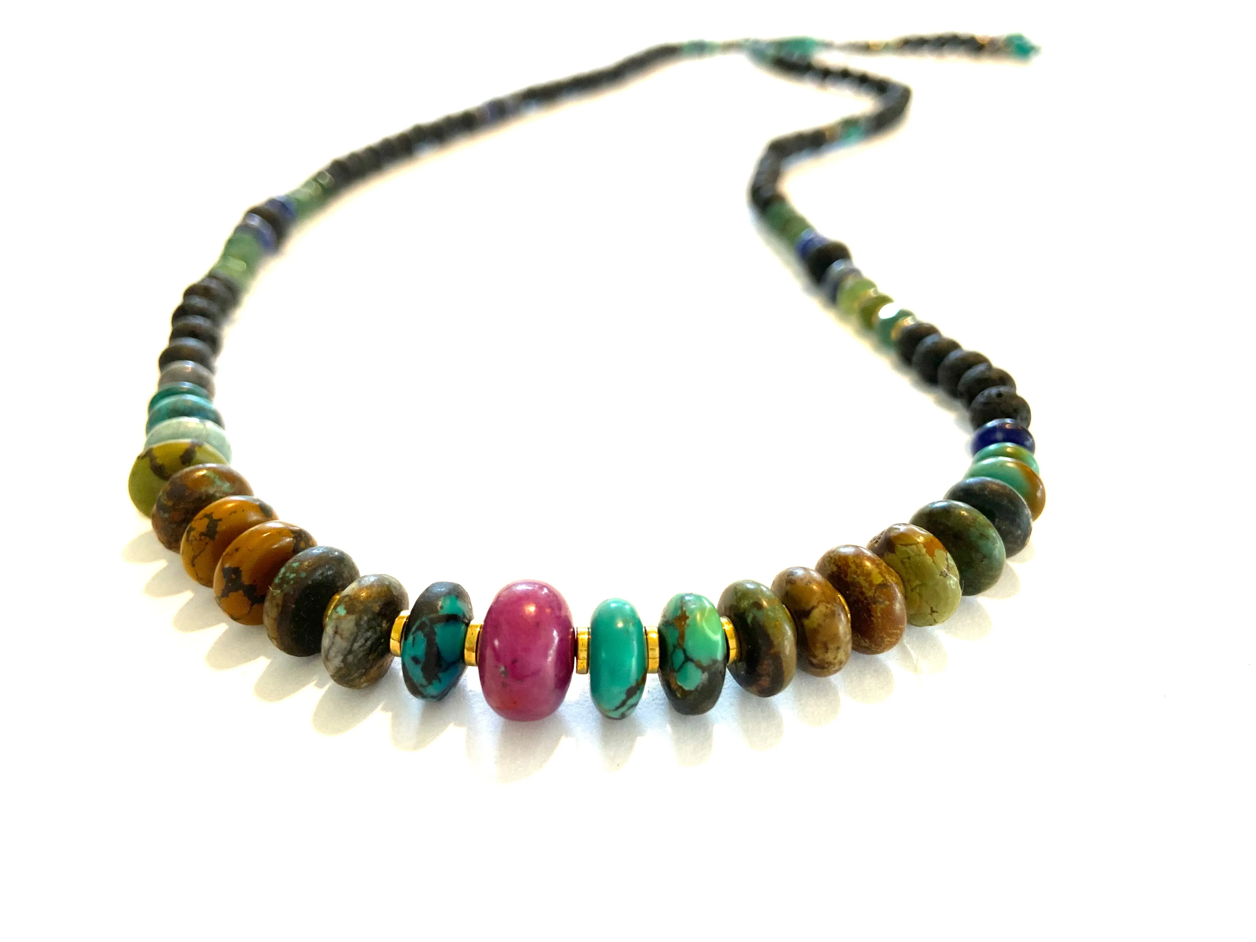 Long Lava Mala necklace with Tassle