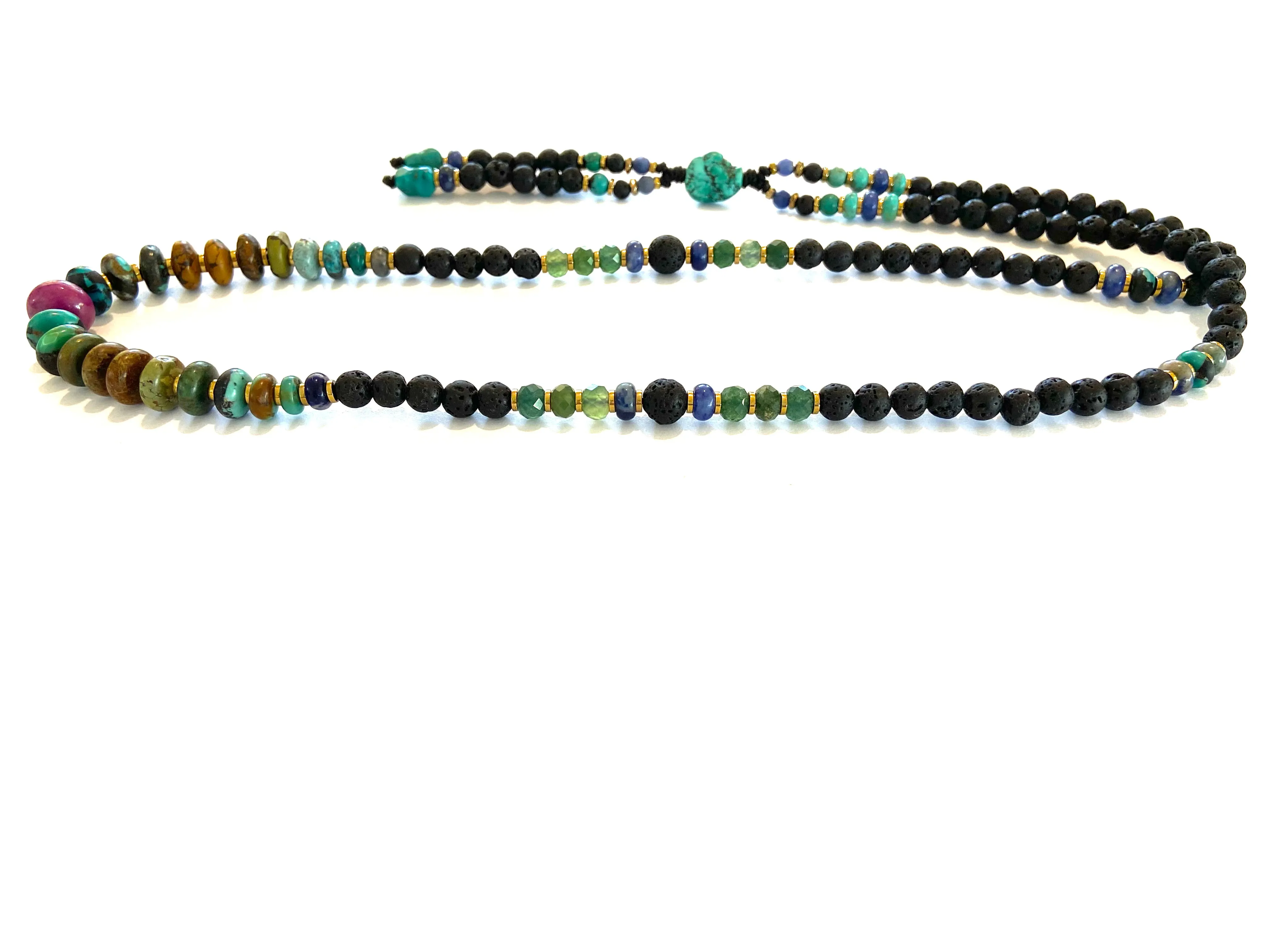 Long Lava Mala necklace with Tassle