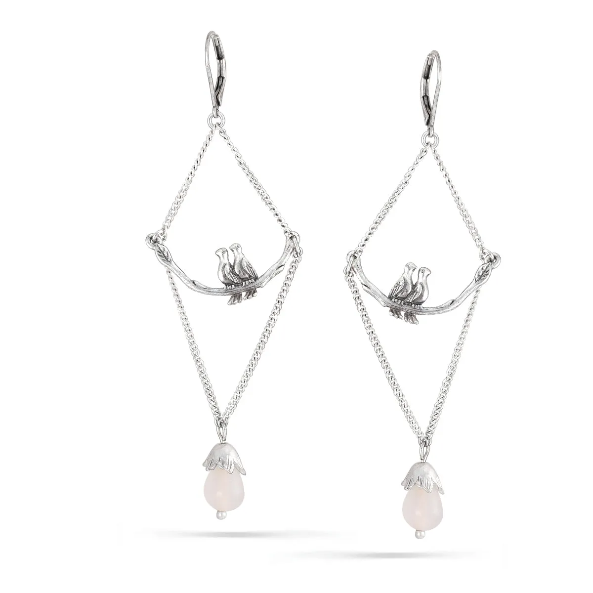 LOVE BIRDS CREAM TEARDROP  EARRINGS #203NT3101 (5F10/10G2/1D19)