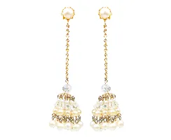 Luminous Pearl Shade Vintage Couture Chain Earrings-Clip