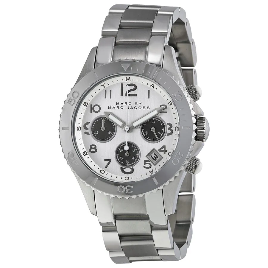 Marc by Marc Jacobs Rock Chronograph Silver Dial Stainless Steel Unisex Watch MBM3155
