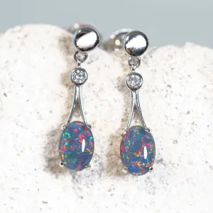 'Marilyn' Triplet Opal Earrings Silver