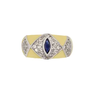 Marquise cut Blue Sapphire and Diamond Luxury Ring