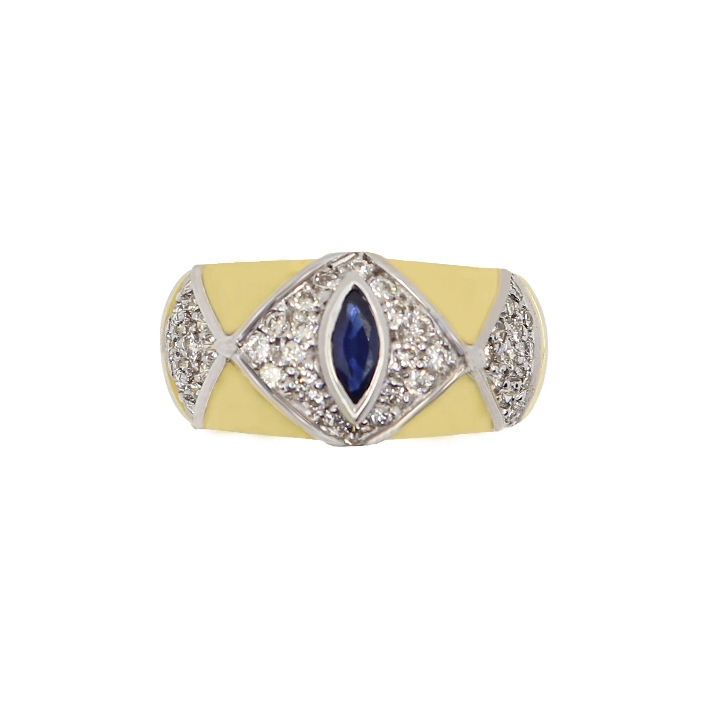 Marquise cut Blue Sapphire and Diamond Luxury Ring