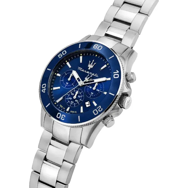 Maserati Competizione Silver Stainless Steel Blue Dial Quartz Watch for Gents - R8873600002