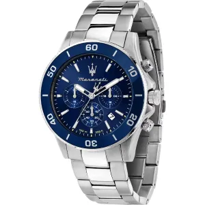 Maserati Competizione Silver Stainless Steel Blue Dial Quartz Watch for Gents - R8873600002