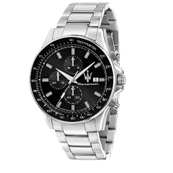 Maserati Sfida Silver Stainless Steel Black Dial Quartz Watch for Gents - R8873640015