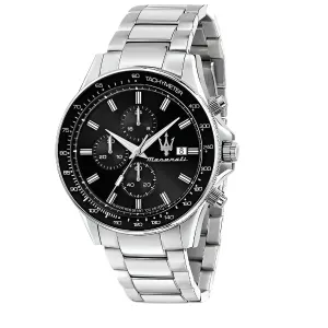 Maserati Sfida Silver Stainless Steel Black Dial Quartz Watch for Gents - R8873640015