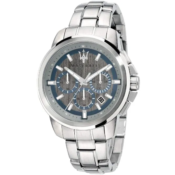 Maserati Successo Silver Stainless Steel Grey Dial Quartz Watch for Gents - R8873621006