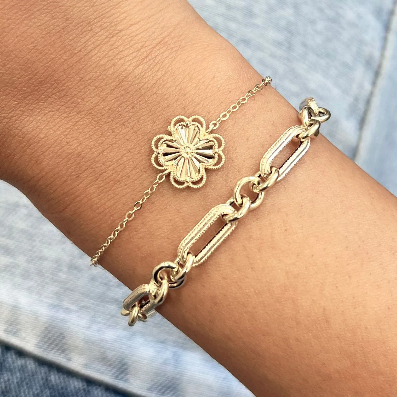 Matte Gold Mixed Link Bracelet