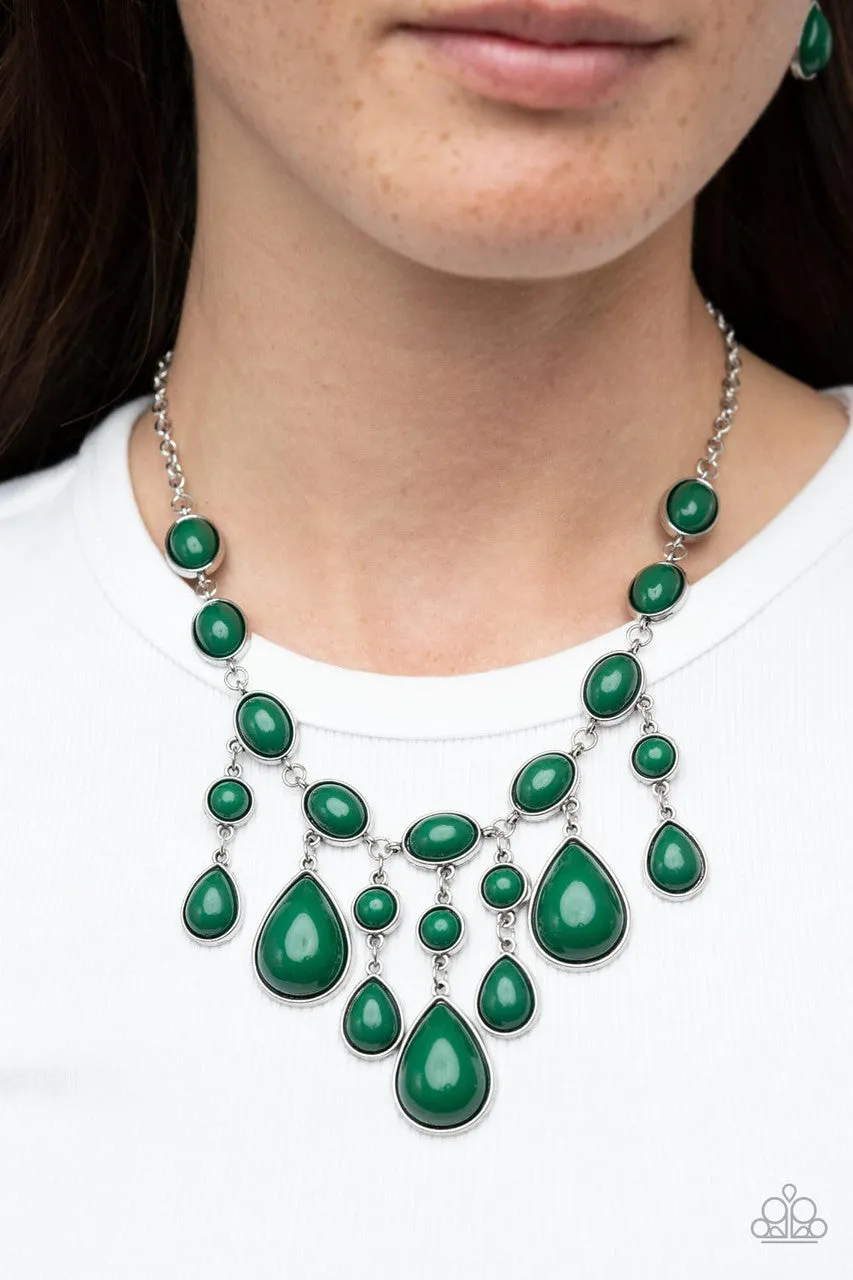 Mediterranean Mystery - Green - Teardrop Bead Paparazzi Short Necklace