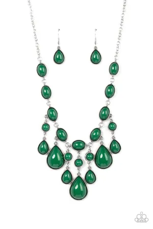 Mediterranean Mystery - Green - Teardrop Bead Paparazzi Short Necklace