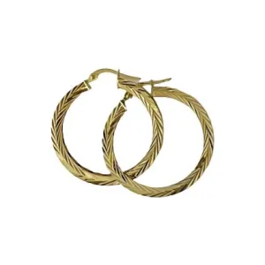 Medium Diamond Cut Hoop Earrings - 14kt Yellow Gold