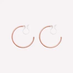MEDIUM TEXTURED HOOP CLIP-ON EARRINGS IN ROSE GOLD