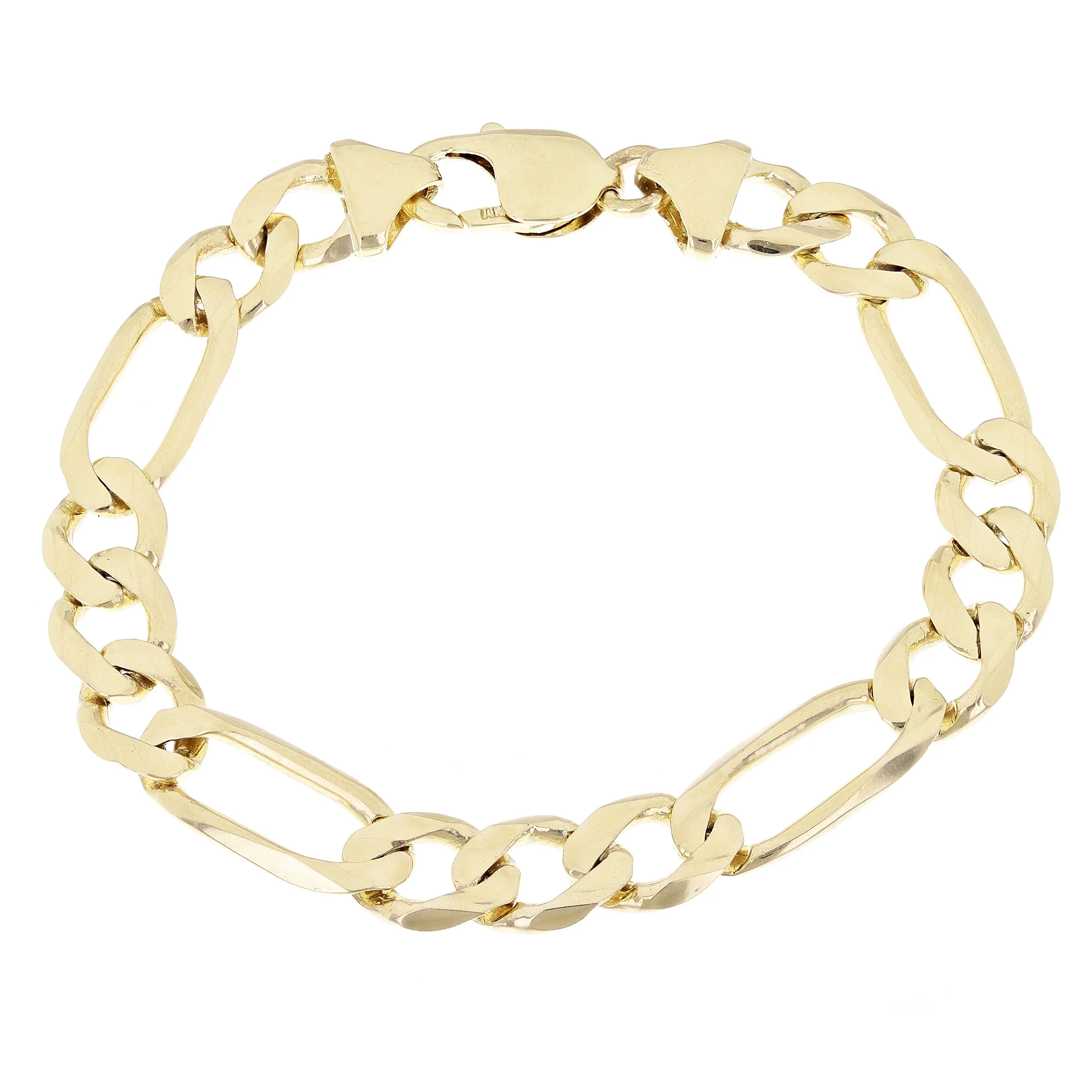 Men's 10k Yellow Gold Solid Figaro Bracelet Link Chain 7" 9.6mm 17.5 grams