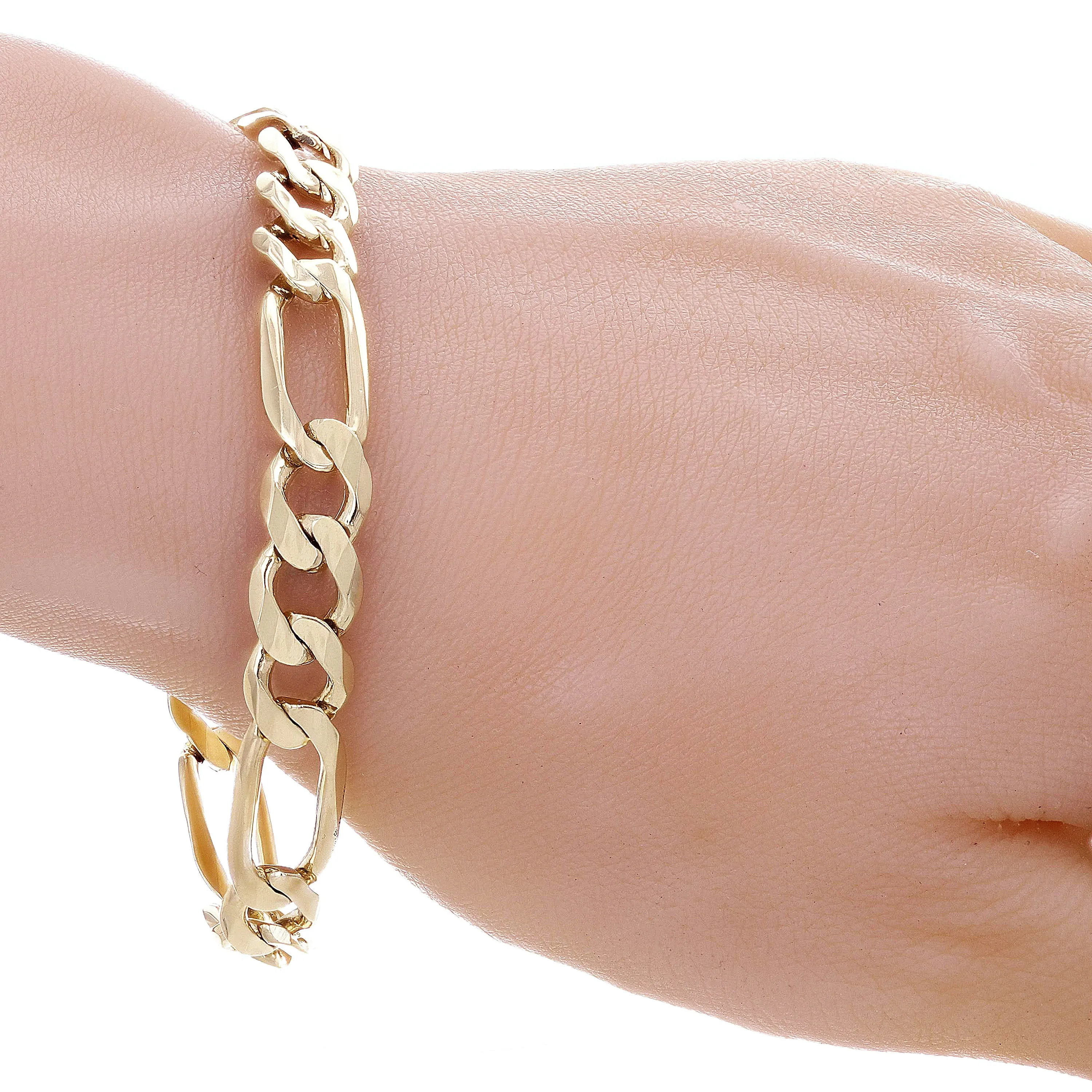 Men's 10k Yellow Gold Solid Figaro Bracelet Link Chain 7" 9.6mm 17.5 grams