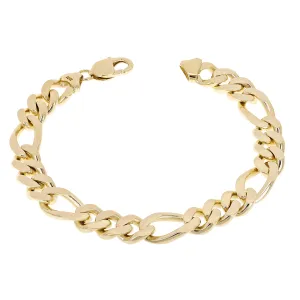 Men's 10k Yellow Gold Solid Heavy Figaro Chain Bracelet 11.7mm Various Lengths