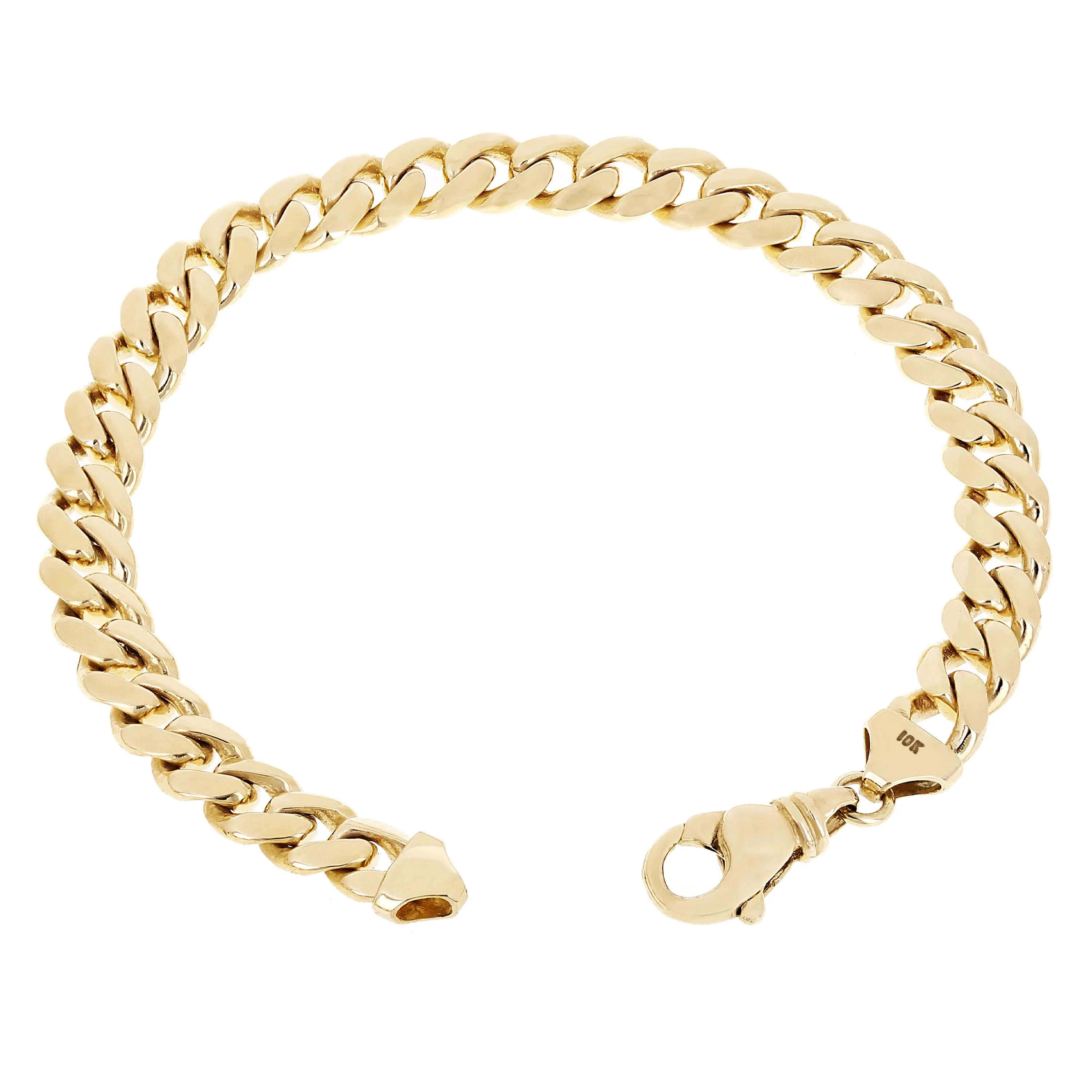 Men's 10k Yellow Gold Solid Miami Cuban Link Bracelet 8mm Various Lengths