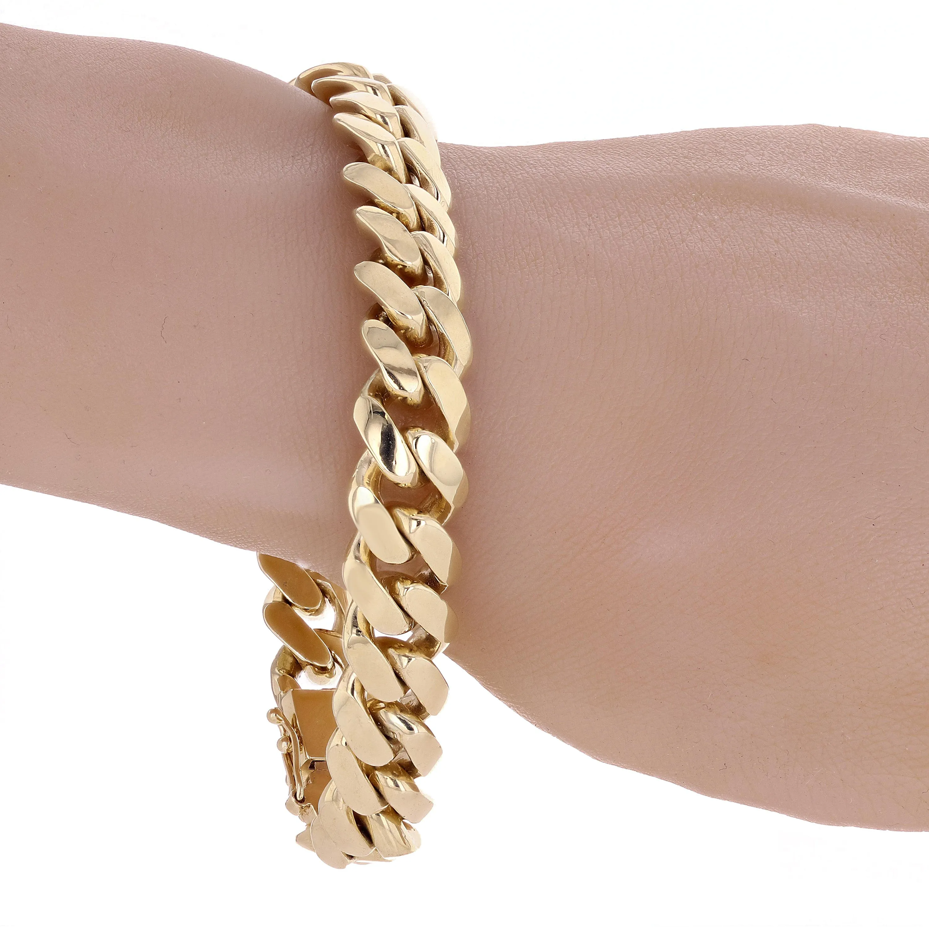 Men's 10k Yellow Gold Solid Miami Cuban Link Chain Bracelet 8" 12.5mm 80 grams