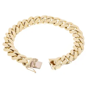 Men's 10k Yellow Gold Solid Miami Cuban Link Chain Bracelet 8" 12.5mm 80 grams