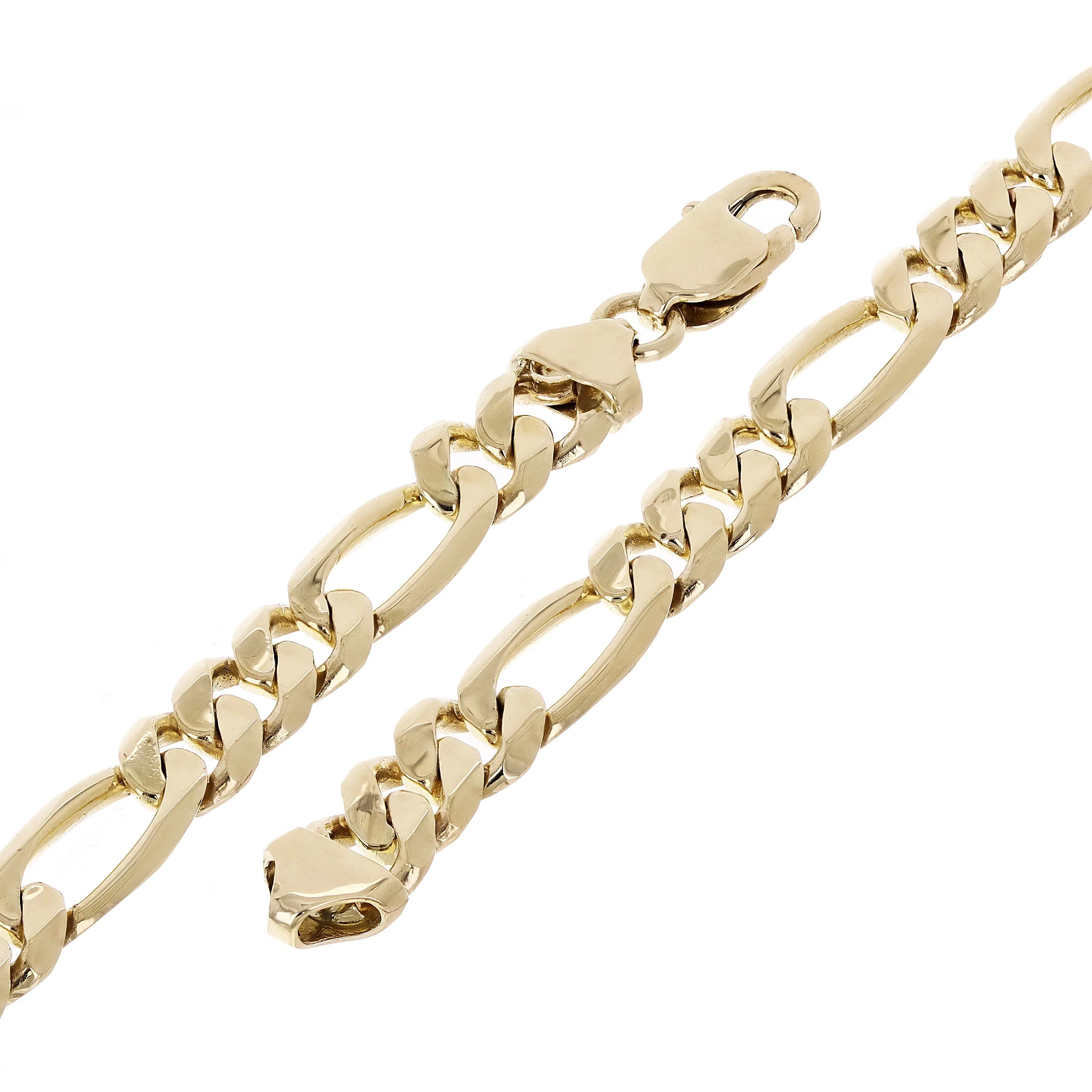 Men's 14k Yellow Gold Figaro Chain Bracelet 7.75mm Various Lengths