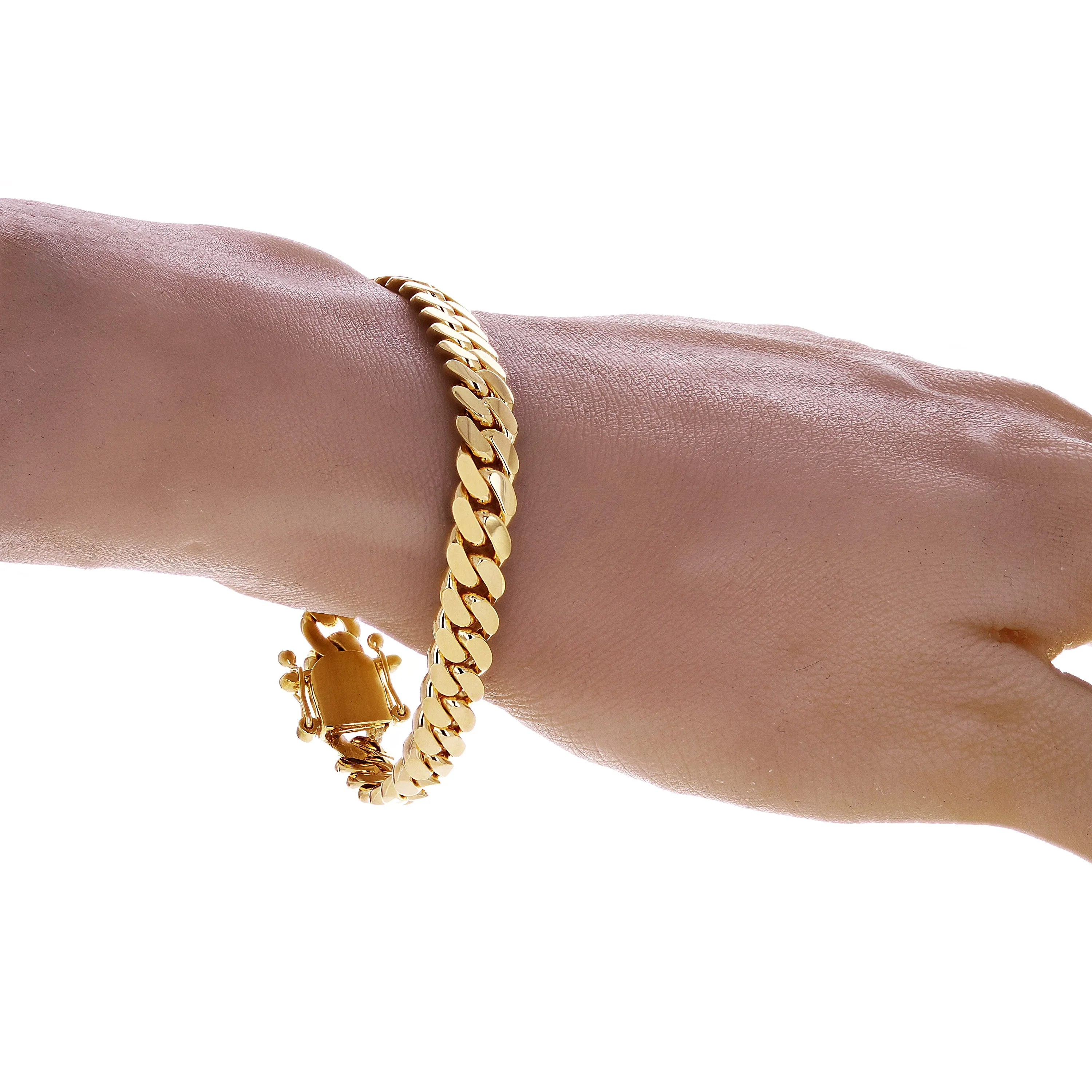 Men's 14k Yellow Gold Solid Miami Cuban Chain Bracelet 8" 8mm 47 grams