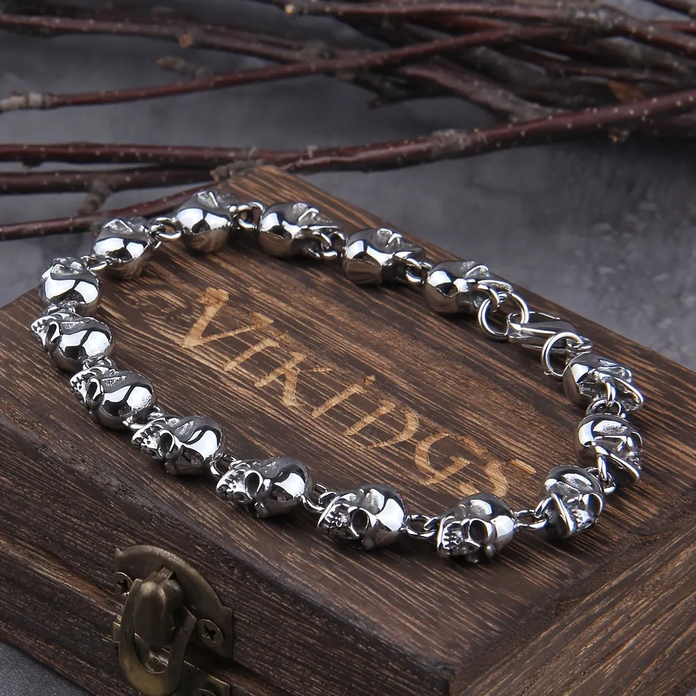 Men's Alloy Skull Link Chain Punk Style Charm Wrist Accessory Jewelry