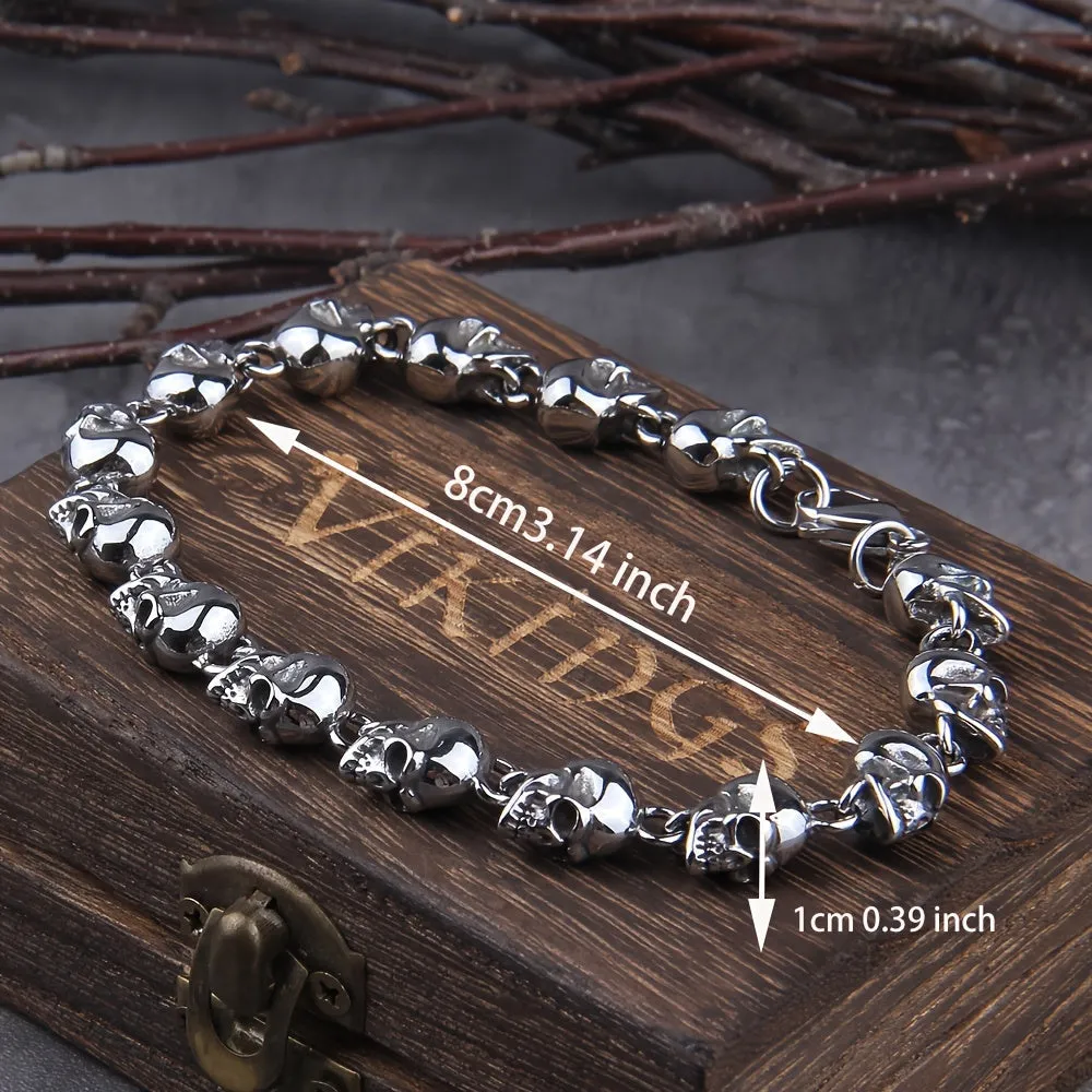Men's Alloy Skull Link Chain Punk Style Charm Wrist Accessory Jewelry