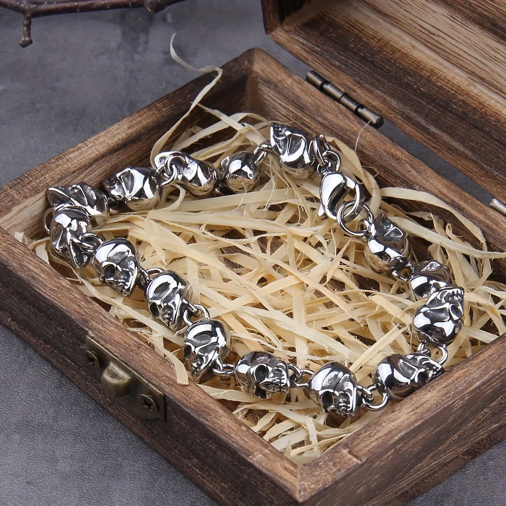 Men's Alloy Skull Link Chain Punk Style Charm Wrist Accessory Jewelry