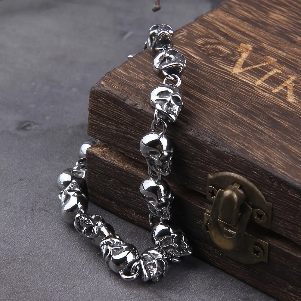 Men's Alloy Skull Link Chain Punk Style Charm Wrist Accessory Jewelry