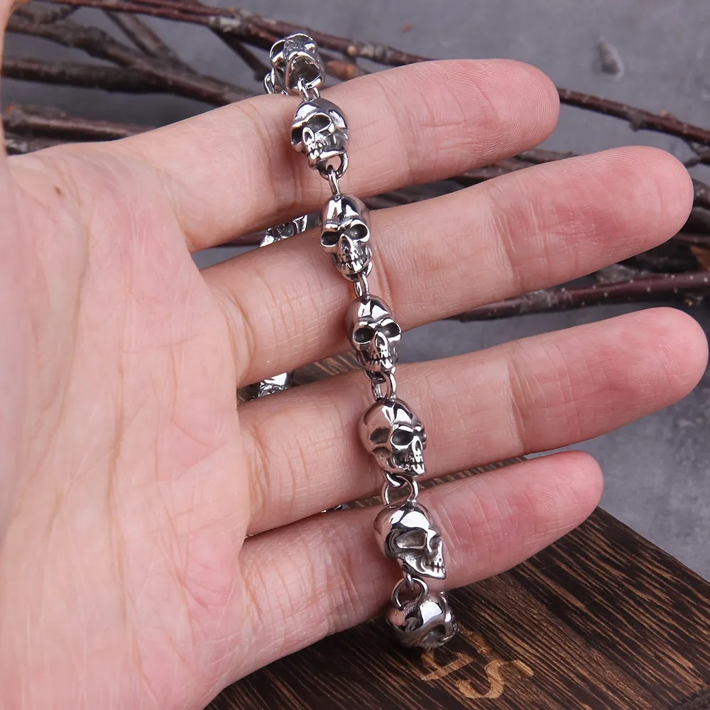 Men's Alloy Skull Link Chain Punk Style Charm Wrist Accessory Jewelry