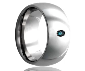 Men's Dome Tungsten Ring With Sapphire