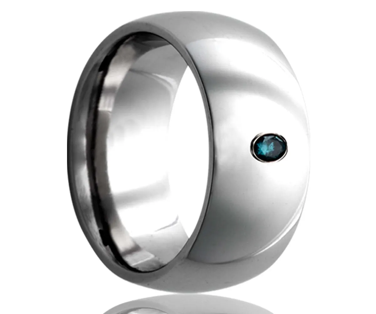 Men's Dome Tungsten Ring With Sapphire