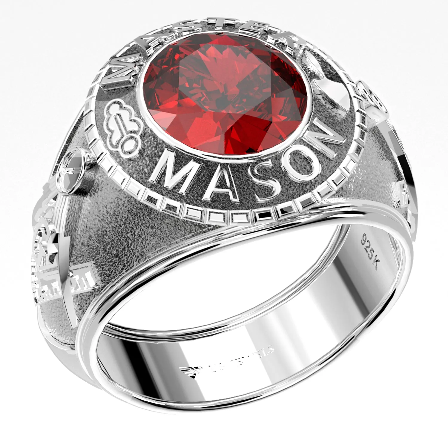 Men's Heavy Solid 925 Sterling Silver Freemason Master Mason Class Ring Oxidized
