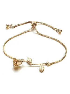 Metal Rose Detail Link Bracelet