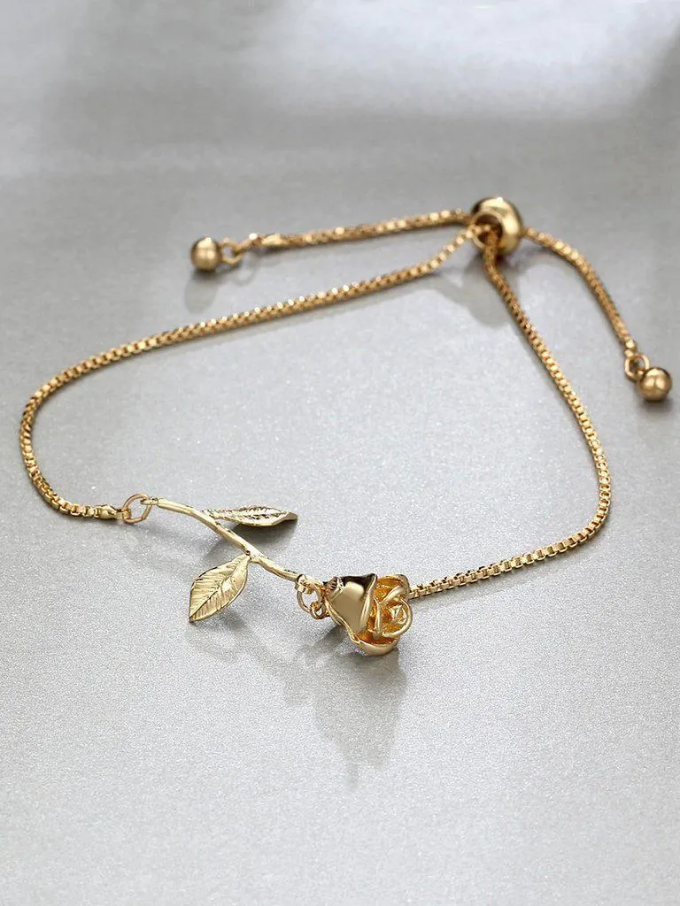 Metal Rose Detail Link Bracelet