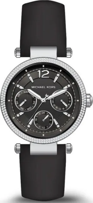 Michael Kors Laminated Black Leather Ladies Watch MK2566
