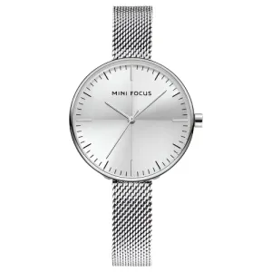 Mini Focus Silver Mesh Bracelet Silver Dial Quartz Watch for Ladies - MF0275L-02